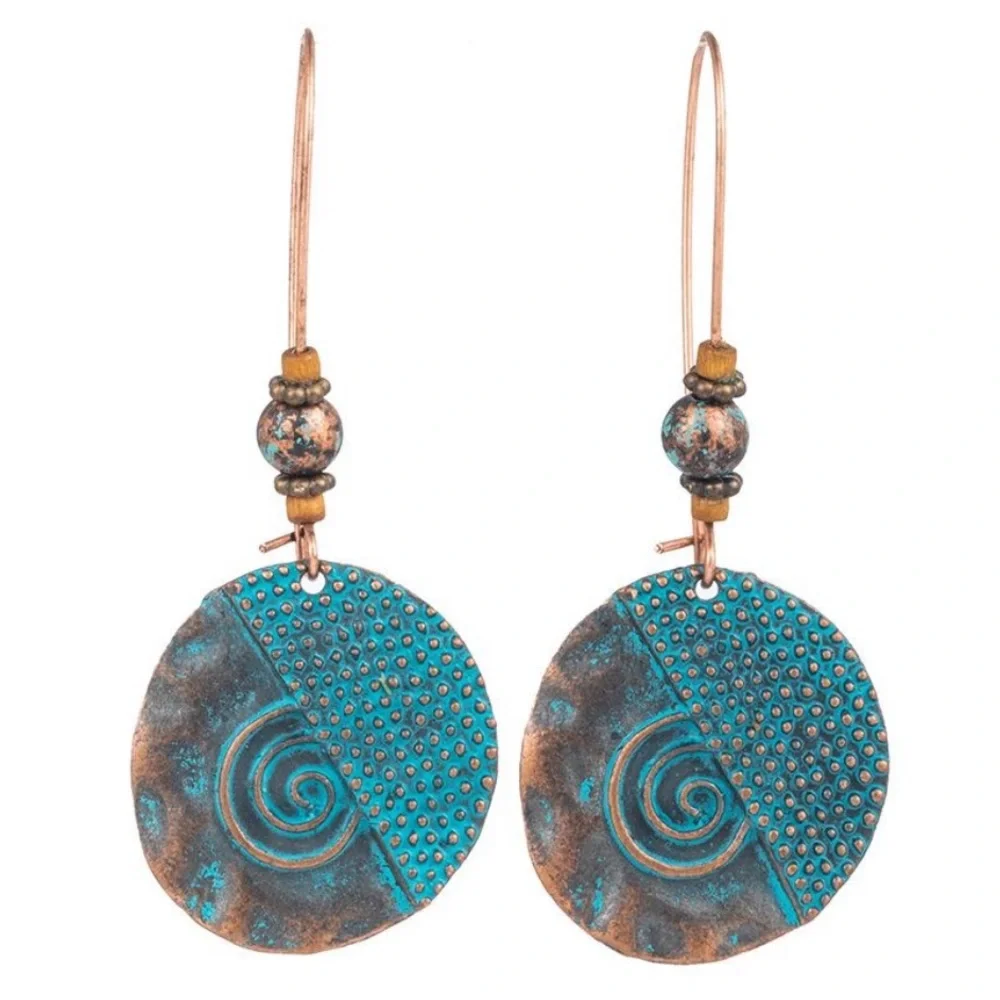 Bohemian Rustic Weathered Beaded Drop Earrings